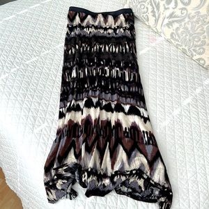 WOMENS ELLA MOSS TIE DYE BLACK W/NEUTRALS LONG MAXI STRETCH SKIRT SIZE MEDIUM